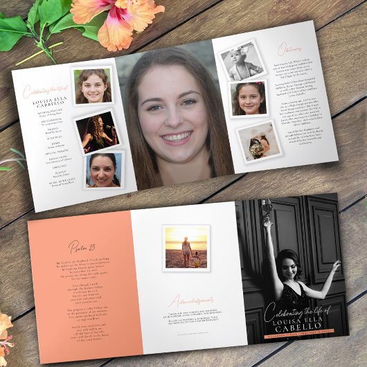 Begrafenisprogramma kiekje foto's peach drieluik programma