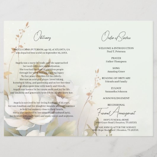 BegrafenisPROGRAMMA Memorial Wildflowers Dank | FO (Achterkant)