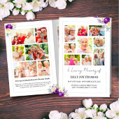 Begrafenisprogramma met Paarse en Cream Flowers