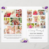 Begrafenisprogramma met Paarse en Cream Flowers (Voorkant)