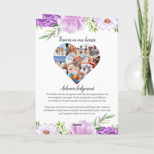 Begrafenisprogramma - Paarse en roze bloemen ontwe Programma (Achterkant)