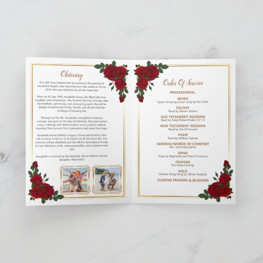Begrafenisprogramma - Rode Rozen en Gouden Grens Programma (Binnen)