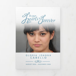 Begrafenisprogramma service in ons hart wit blauw drieluik programma