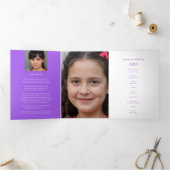 Begrafenisprogramma service in ons hart wit paarse drieluik programma (Binnen)