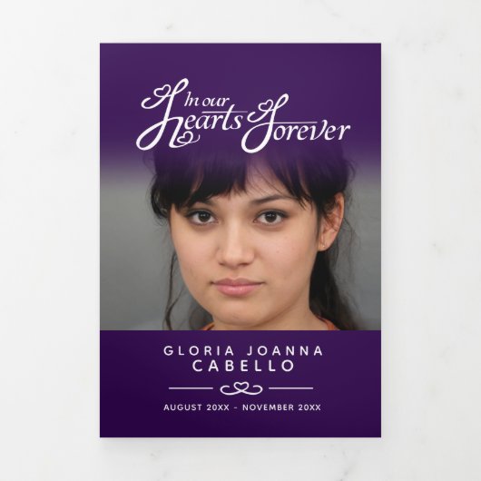 Begrafenisprogramma service in onze harten donker  drieluik programma (Cover)