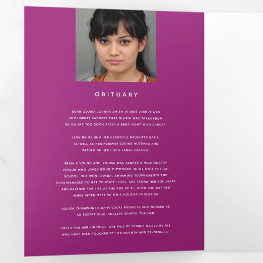 Begrafenisprogramma service in onze harten moerbei drieluik programma (Binnenzijde eerst)