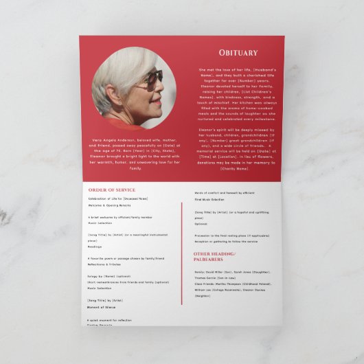 Begrafenisprogramma Sjabloon Memorial Celebration  (Binnen)