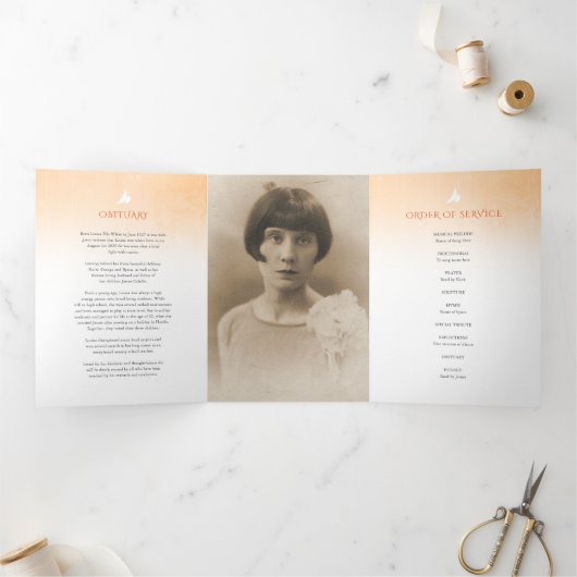 Begrafenisprogramma volgorde van dienst oranje roo drieluik programma (Binnen)