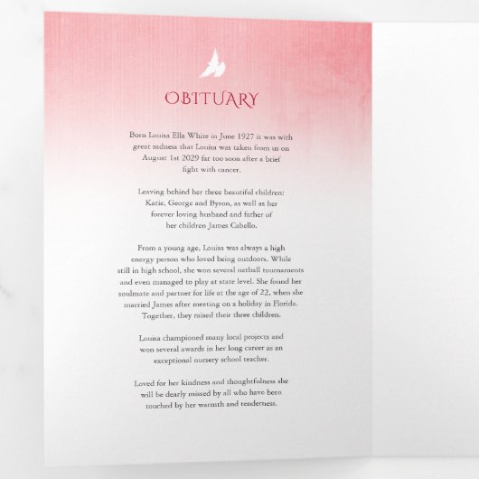 Begrafenisprogramma volgorde van service red rose drieluik programma (Binnenzijde eerst)