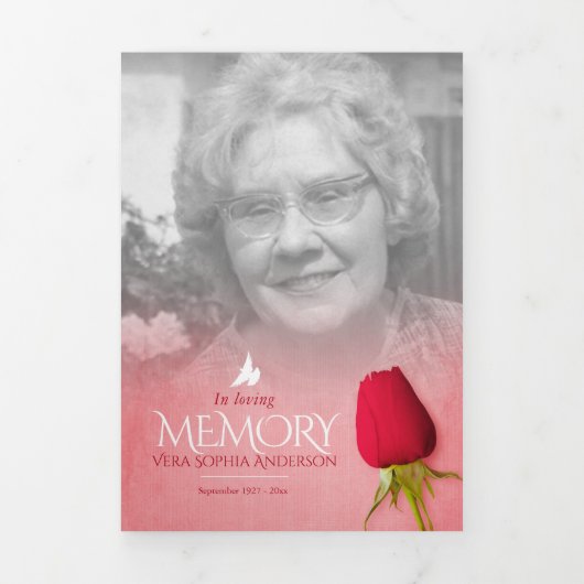 Begrafenisprogramma volgorde van service red rose drieluik programma (Cover)