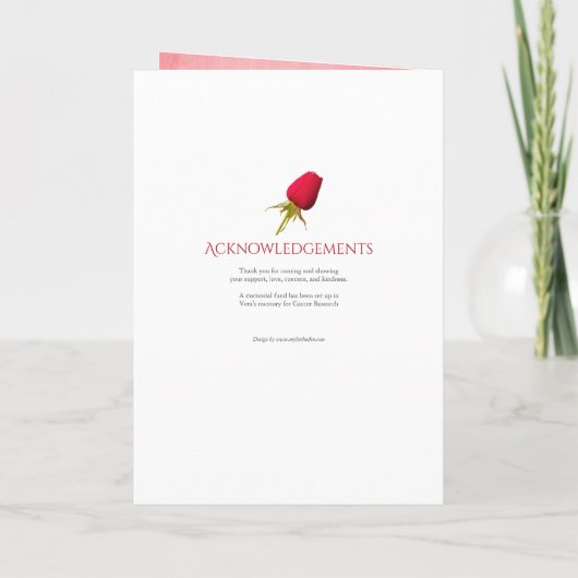 Begrafenisprogramma volgorde van service red rose programma (Achterkant)