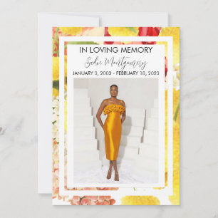begrafenisprogramma voor Bright Gele Colorful Kaart
