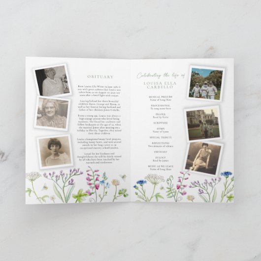 Begrafenisprogramma wildflower bijen foto's programma (Binnen)