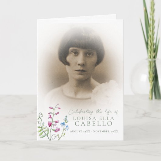 Begrafenisprogramma wildflower bijen foto's programma (Voorkant)