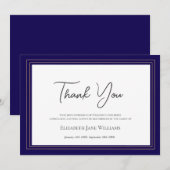 Begrafenisrouwverwerking Navy & Gold Bedankkaart (Voorkant / Achterkant)