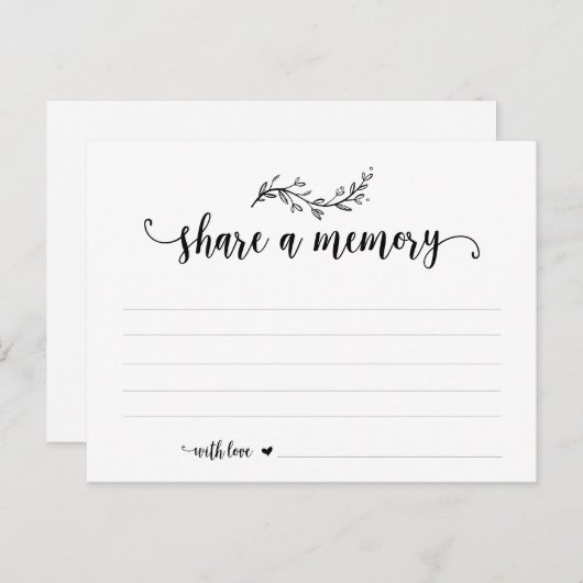 Begrafenisservice, Zwart lettertype, Een geheugenk Briefkaart (Voorkant / Achterkant)