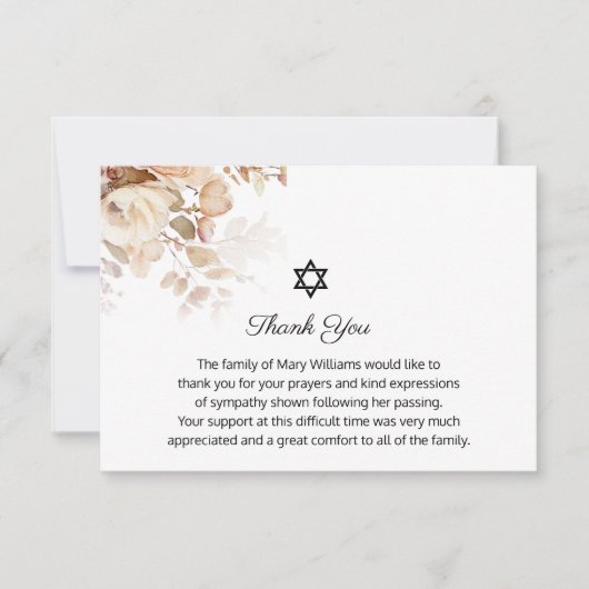 Begrafenisster van David Memorial Waterverf Dank u Bedankkaart (Voorkant)