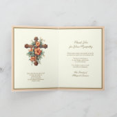 Begrafenissympathie Dank u Cross Floral Kaart (Binnen)