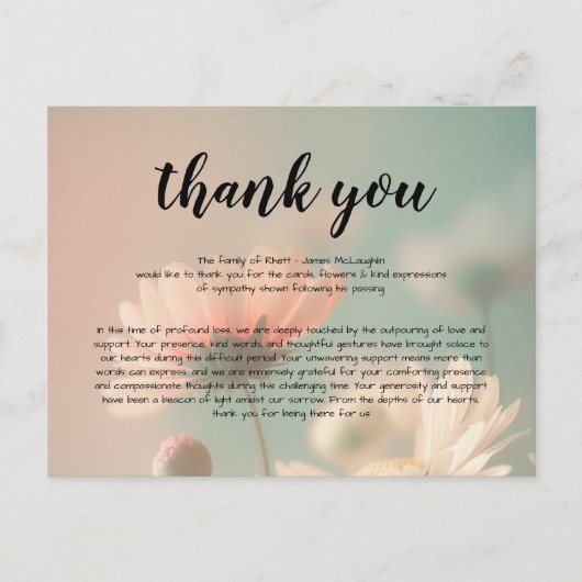 Begrafenissympathie Dank u kaart (Voorkant)