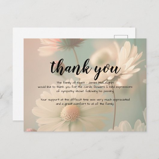 Begrafenissympathie Dank u kaart (Voorkant / Achterkant)