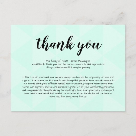 Begrafenissympathie Dank u kaart (Voorkant)