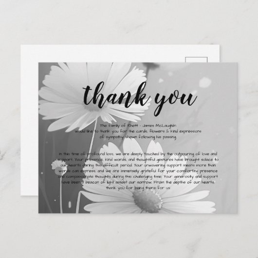 Begrafenissympathie Dank u kaart (Voorkant / Achterkant)