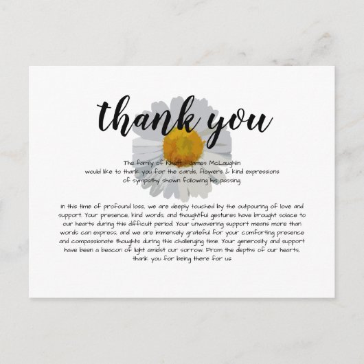 Begrafenissympathie Dank u kaart (Voorkant)