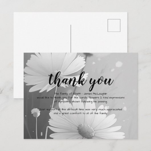 Begrafenissympathie Dank u kaart (Voorkant / Achterkant)
