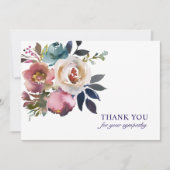 Begrafenissympathie Dank u Rozen Waterverf Floral Bedankkaart (Voorkant)