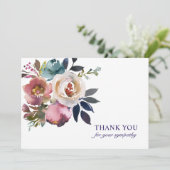 Begrafenissympathie Dank u Rozen Waterverf Floral Bedankkaart (Staand voorkant)