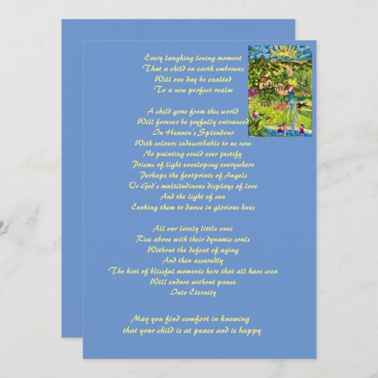 begrafenissympathie herdenkingskind (Voorkant / Achterkant)