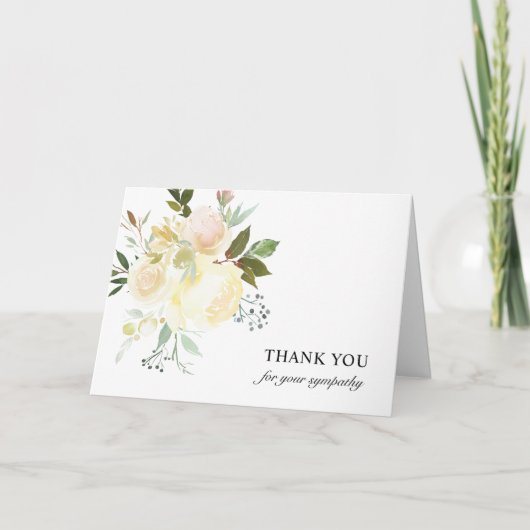 Begrafenissympathie van Iory Waterverf Floral Bedankkaart (Voorkant)