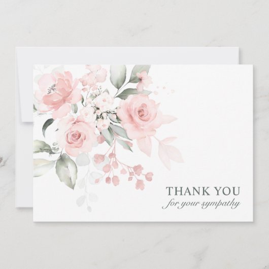 Begrafenissympathie voor de roze Waterverf Floral Bedankkaart (Voorkant)