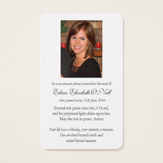 Begrafenistulpen Memorial Gebed Sympathie Cards Visitekaartje (Achterkant)