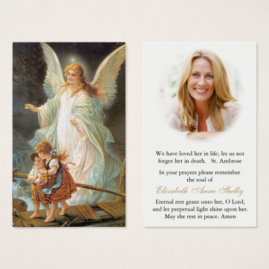 Begrafenisverlies Angel Memorial Gebed Sympathie C Visitekaartje (Voorkant /achterkant)