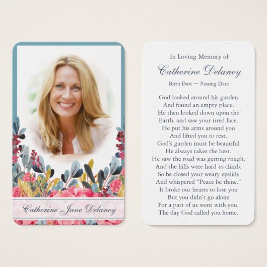 Begrafenisverlies Botanicals Gebed Sympathie Kaart (Voorkant /achterkant)