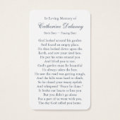 Begrafenisverlies Botanicals Gebed Sympathie Kaart (Achterkant)