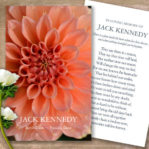 Begrafenisverlies Dahlia Memorial Gebed Sympathie Visitekaartje