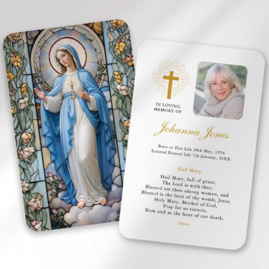 Begrafenisverlies Hail Mary Prayer Sympathy Card Visitekaartje