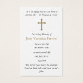 Begrafenisverlies Jesus Cross Gebed Sympathie Kaar Visitekaartje (Achterkant)