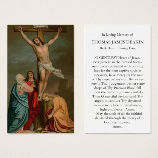 Begrafenisverlies Jezus Memorial Gebed Sympathie K Visitekaartjes (Voorkant /achterkant)