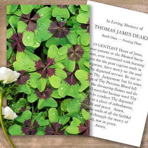 Begrafenisverlies Klaver Memorial Gebed Sympathie  Visitekaartjes