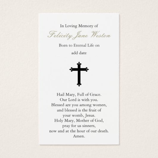 Begrafenisverlies Lady Lourdes Gebed Sympathie Kaa Visitekaartje (Achterkant)