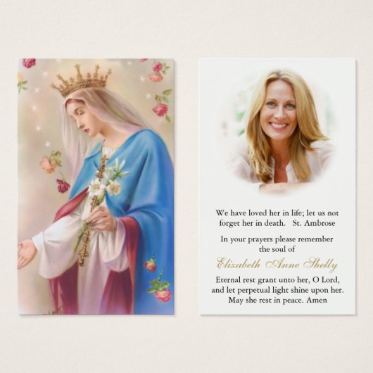 Begrafenisverlies Maria Rozenkransen Gebed Sympath Visitekaartje (Voorkant /achterkant)