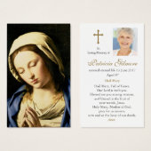 Begrafenisverlies Memorial Mary Prayer Sympathie K Visitekaartjes (Voorkant /achterkant)