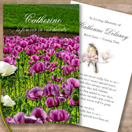 Begrafenisverlies Paarse Poppy Prayer Sympathie Ka Visitekaartje