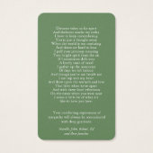 Begrafenisverlies Roos Memorial Gebed Sympathie Ca Visitekaartje (Achterkant)