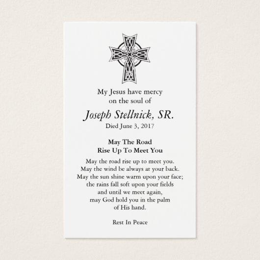 Begrafenisverlies Shamrock Gebed Sympathie Kaarten Visitekaartje (Achterkant)