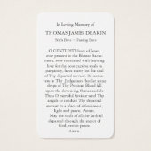 Begrafenisverlies St Augustine Gebed Sympathie Kaa Visitekaartje (Achterkant)