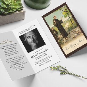 Begrafenisverlies St Francis Gebed Sympathie Kaart Visitekaartje